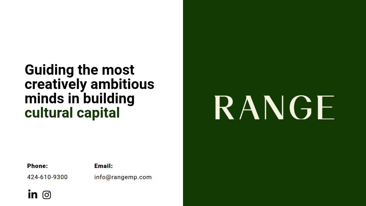 The homepage of Range Media Partners, a key player in the evolving media network landscape, known for its talent-driven approach.