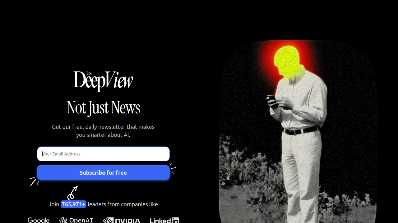 The Deep View Newsletter website, a resource for updates on media and AI trends.