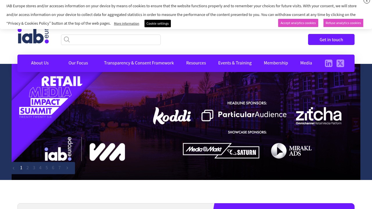 The IAB Europe website, a key resource for digital advertising trends and reports.