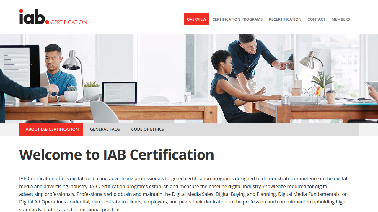 The IAB Certification website details programs like the Digital Media Buying and Planning Certification, a key industry credential.