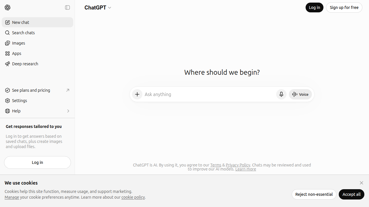 Screenshot of the ChatGPT interface, a popular AI tool for generating text and content drafts.