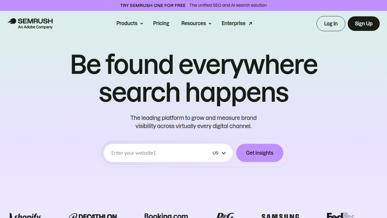 Semrush is a leading SEO tool offering extensive data for keyword research, competitor analysis, and AI SEO statistics.