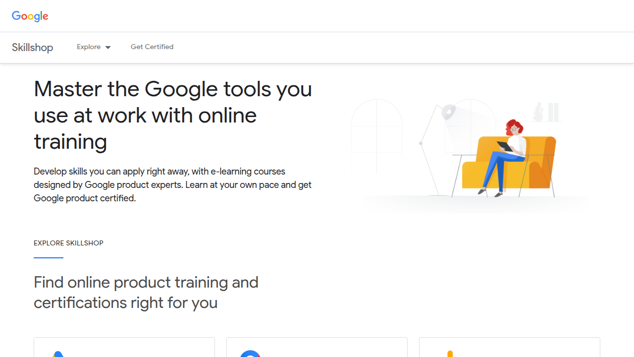 Access Google Skillshop, the official platform for Google Ads certifications and training materials.