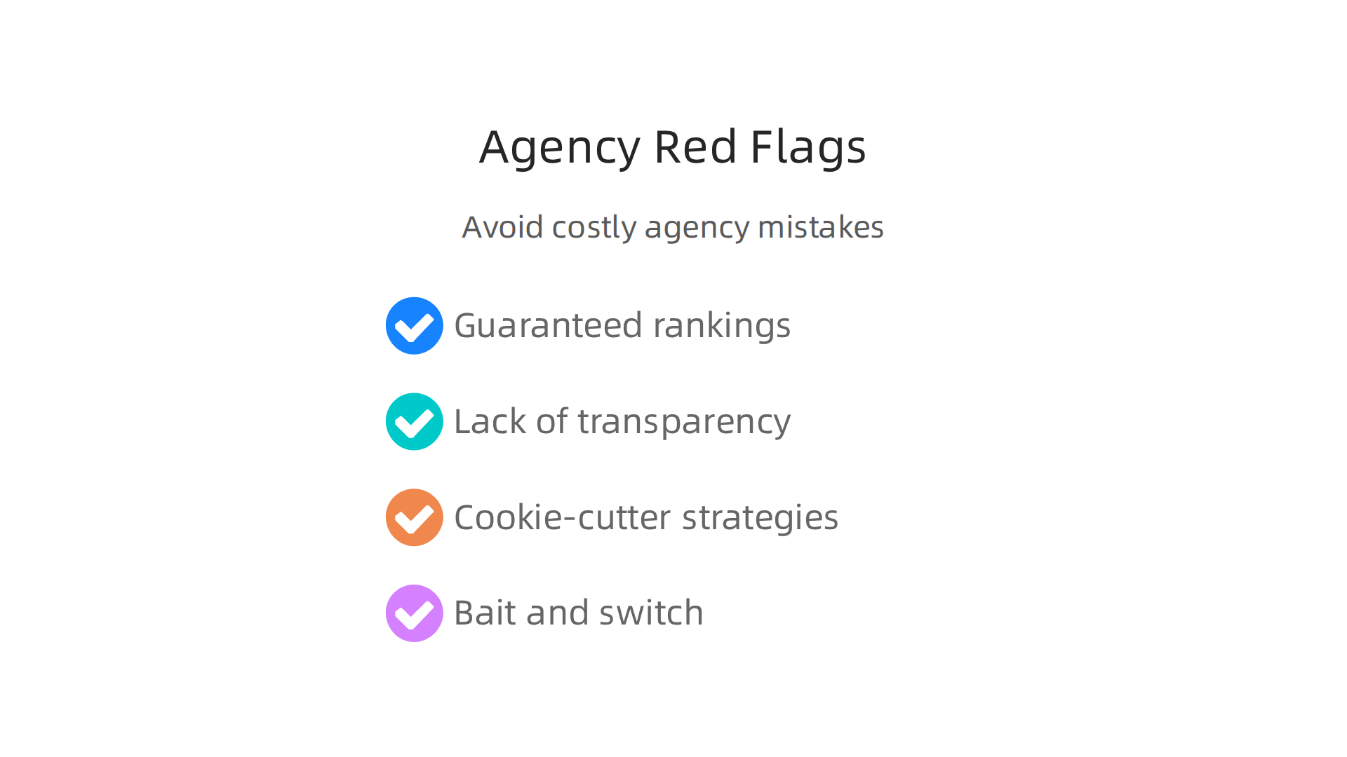 An infographic detailing crucial red flags to watch out for when evaluating prospective digital marketing agencies.