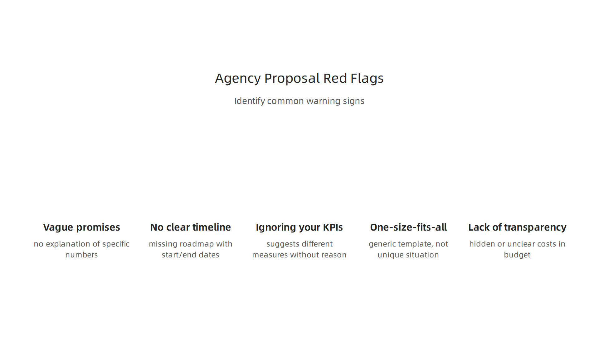 Identify common red flags in agency proposals to avoid pitfalls and ensure a suitable partnership.