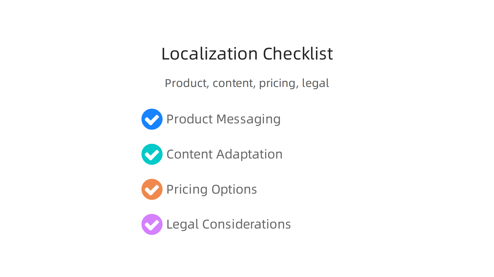 An infographic providing a checklist for effective global product and content localization.