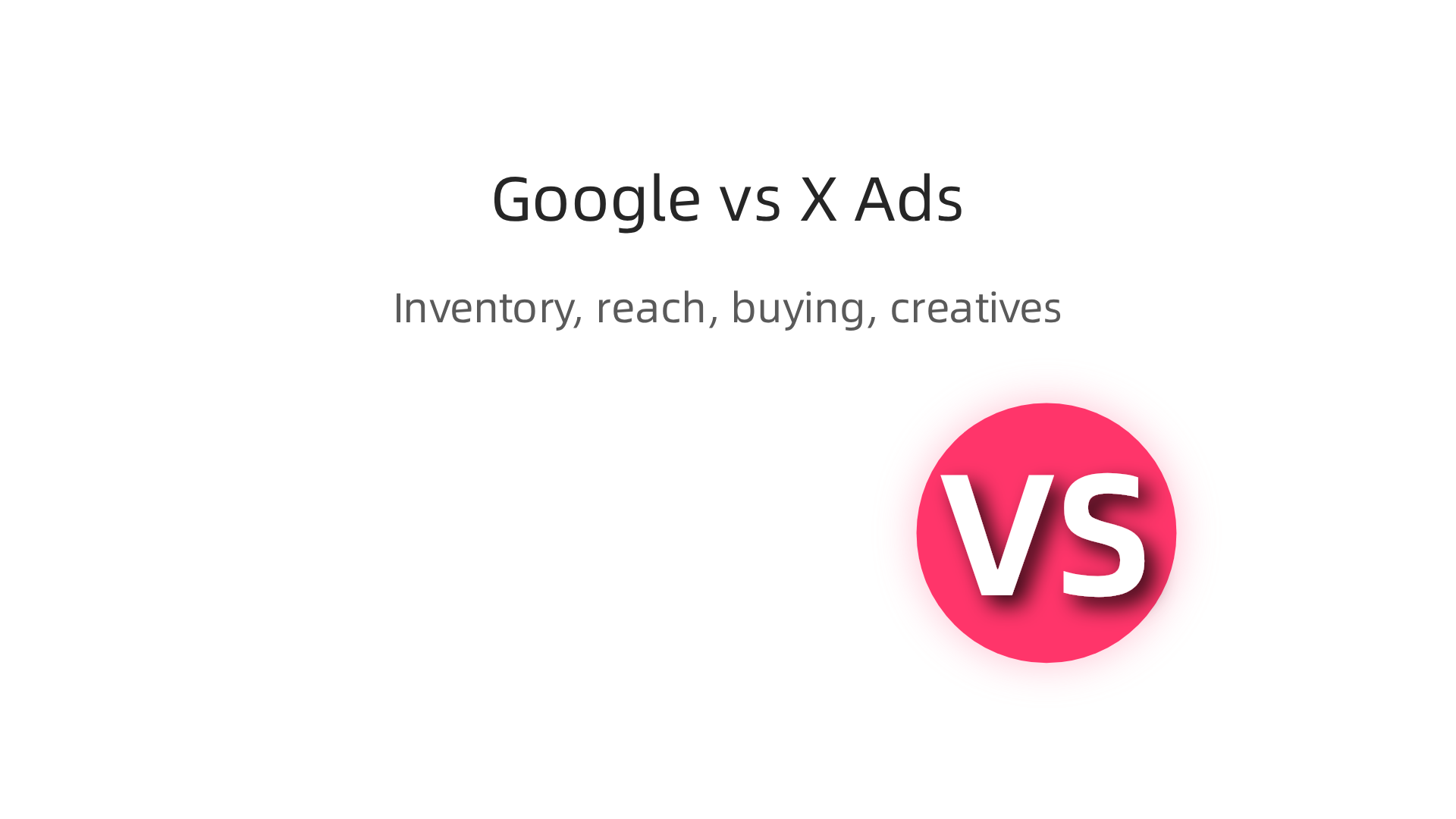 Key differences between Google Display Ads and X Ads regarding inventory, placements, and buying methods.